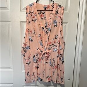Torrid Pink Floral Tie-Front Blouse